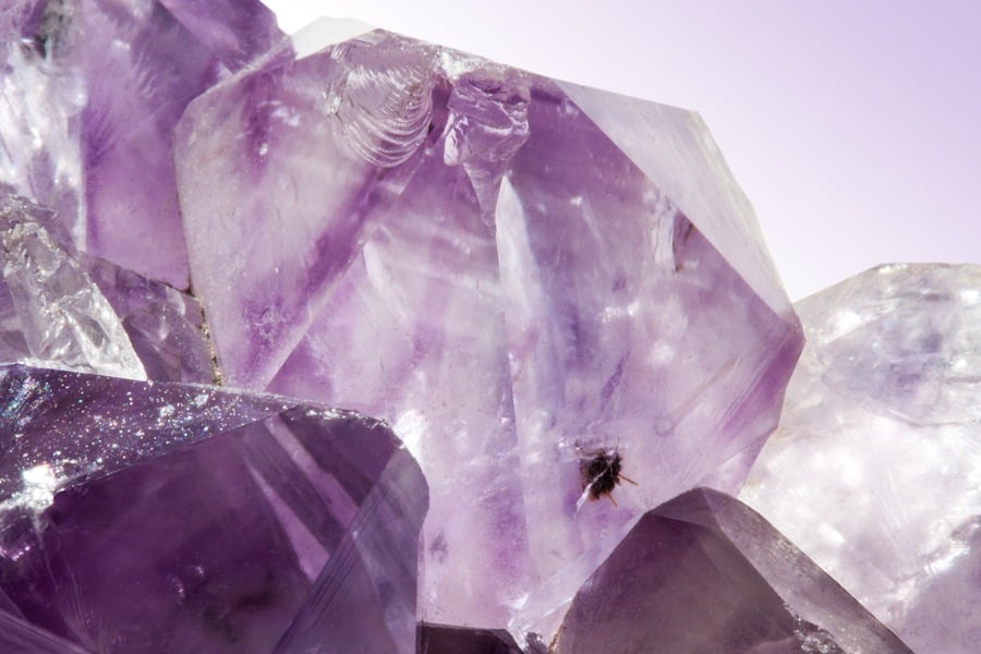 Amethyst crystal in sunlight