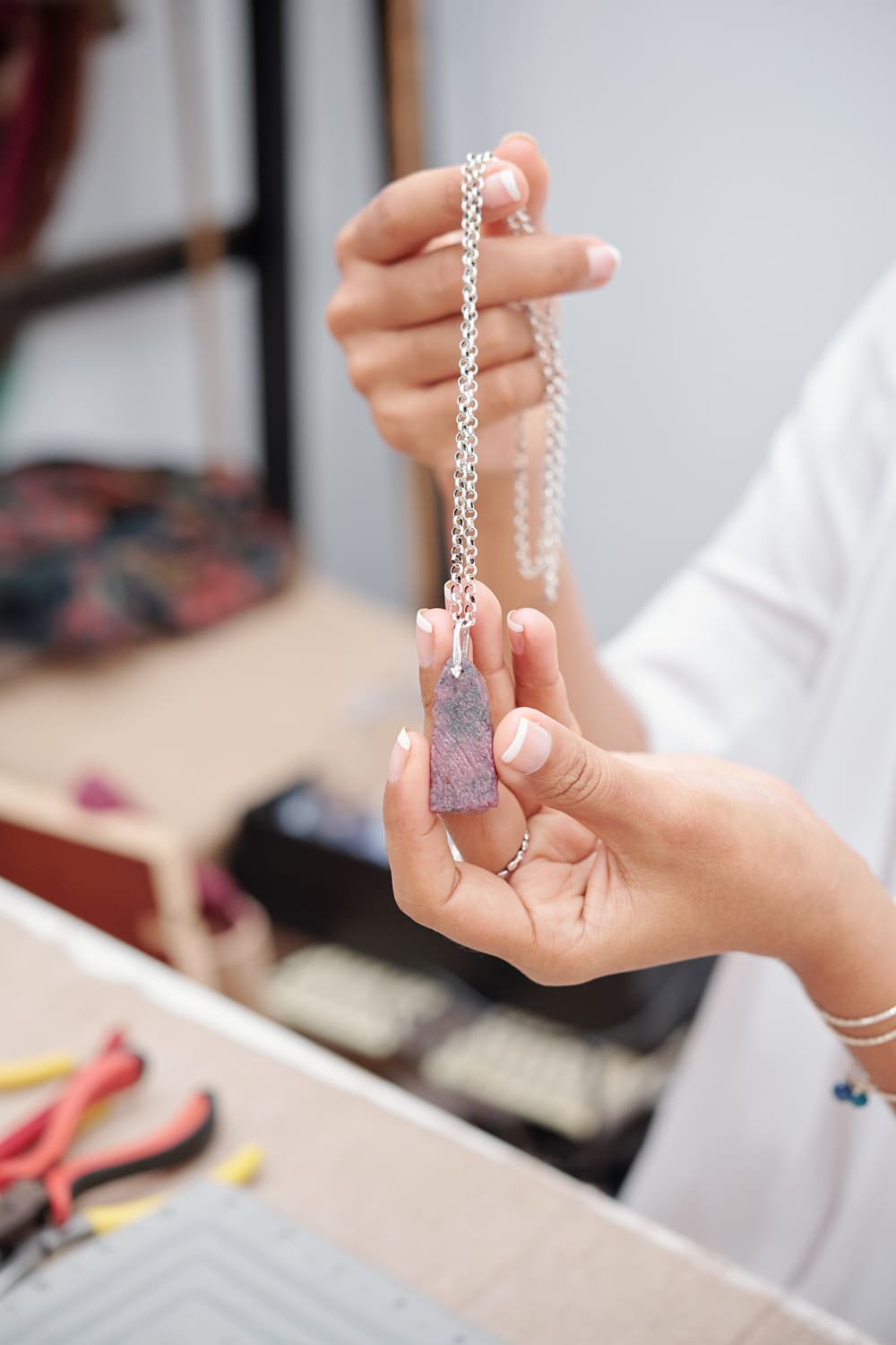 rose quartz crystal necklace